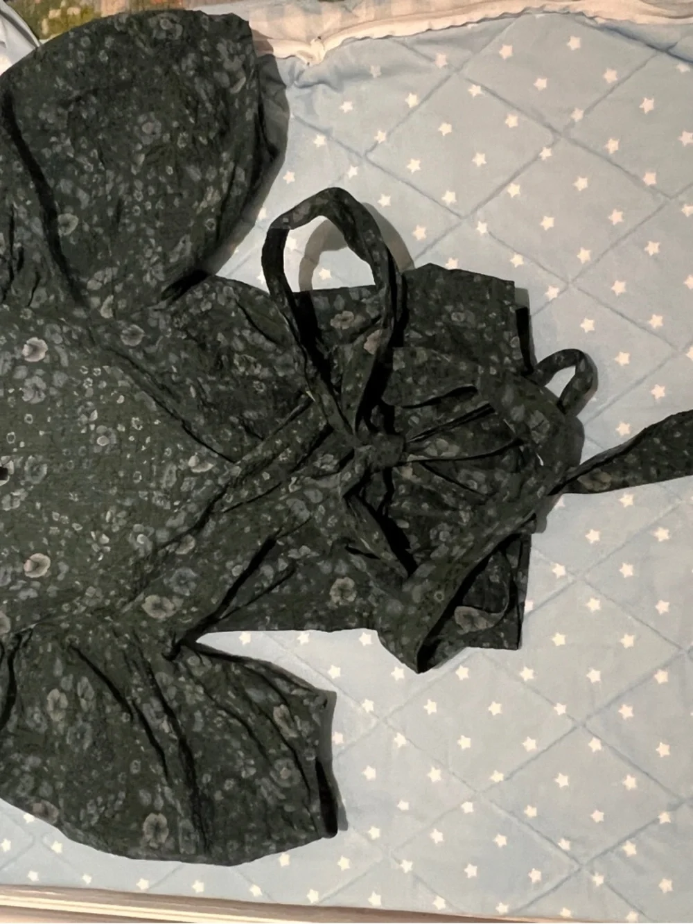 Madewell Woodland Floral Seersucker Sweetheart Wrap Top XS like new